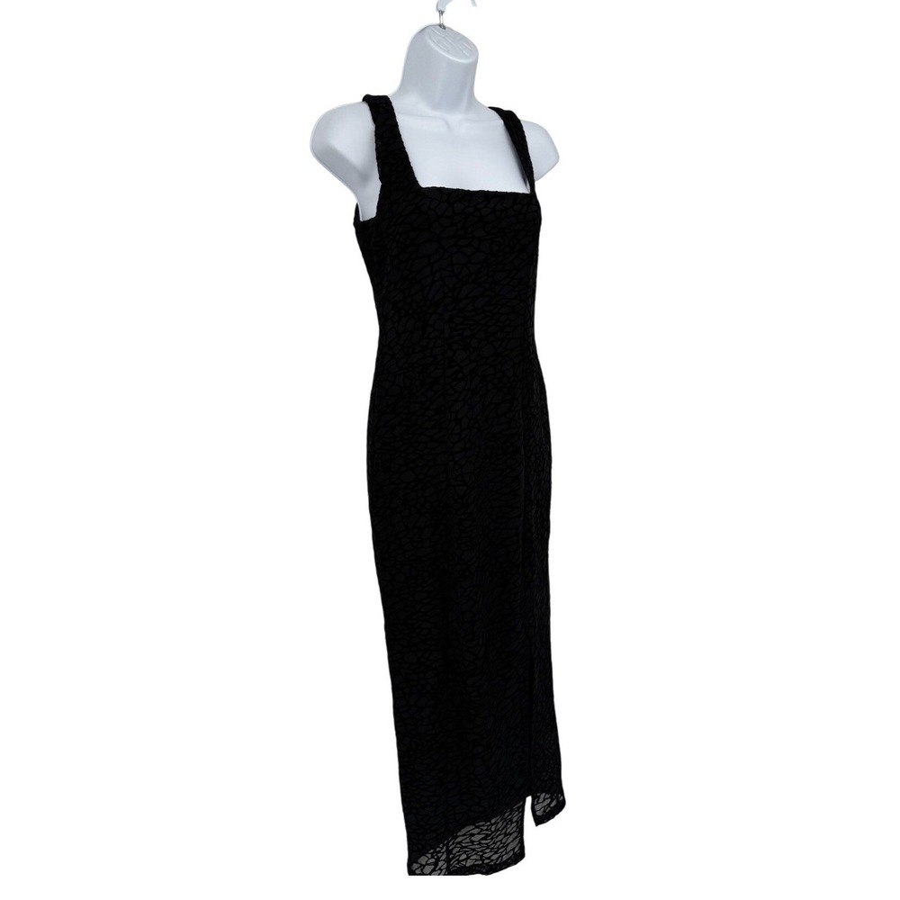 Black Floral Velvet Burnout Maxi Slip Dress Y2K Whimsigoth Fairy Grunge Goth
